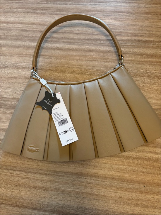 Lacoste Handbags - Lacoste Camel Pleated Shoulder Bag